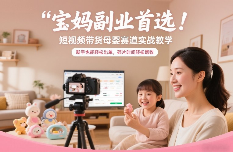 宝妈副业首选！短视频带货母婴赛道实战教学，新手也能轻松出单，碎片时间轻松增收-智云网