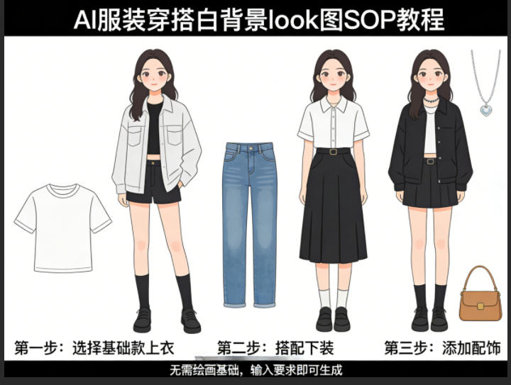 AI服装穿搭白背景look图SOP教程，不用会画画，提几句具体要求，AI就能还你一个奇迹-智云网