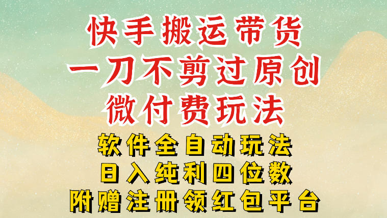 快手搬运带货，一刀不剪过原创，微付费玩法，软件全自动玩法，日入纯利四位数【揭秘】-智云网