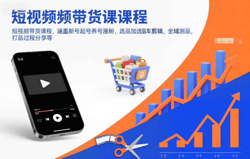 短视频带货课程，涵盖新号起号养号涨粉，选品加选品车剪辑，全域测品，打品过程分享等-智云网