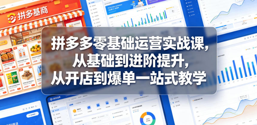 拼多多零基础运营实战课，从基础到进阶提升，从开店到爆单一站式教学-智云网
