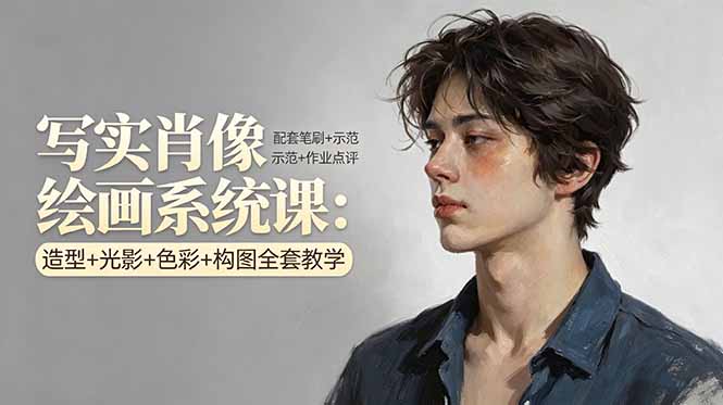 写实肖像绘画系统课:造型+光影+色彩+构图全套教学,配套笔刷+示范+作业点评-智云网