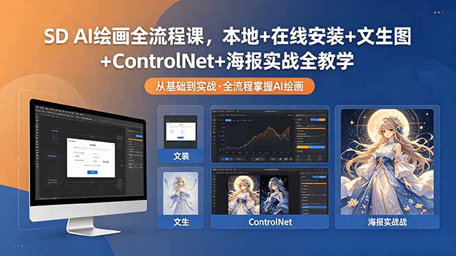 SD AI绘画全流程课，本地+在线安装+文生图+ControlNet+海报实战全教学-智云网