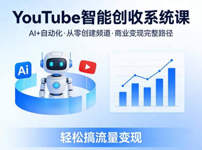 YouTube智能创收系统课，AI+自动化，从零创建YouTube频道并实现商业变现的完整路径，轻松搞流量变现-智云网