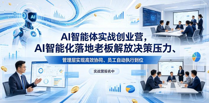 AI智能体实战创业营26年4月23-25号线下课，AI智能化落地老板解放决策压力、管理层实现高效协同、员工自动执行到位-智云网