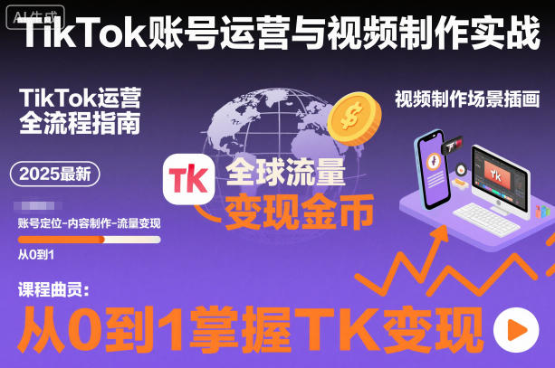 2025最新TikTok账号运营与视频制作实战全流程，从0到1掌握TK变现（含11月最新TK搬运技术）-智云网
