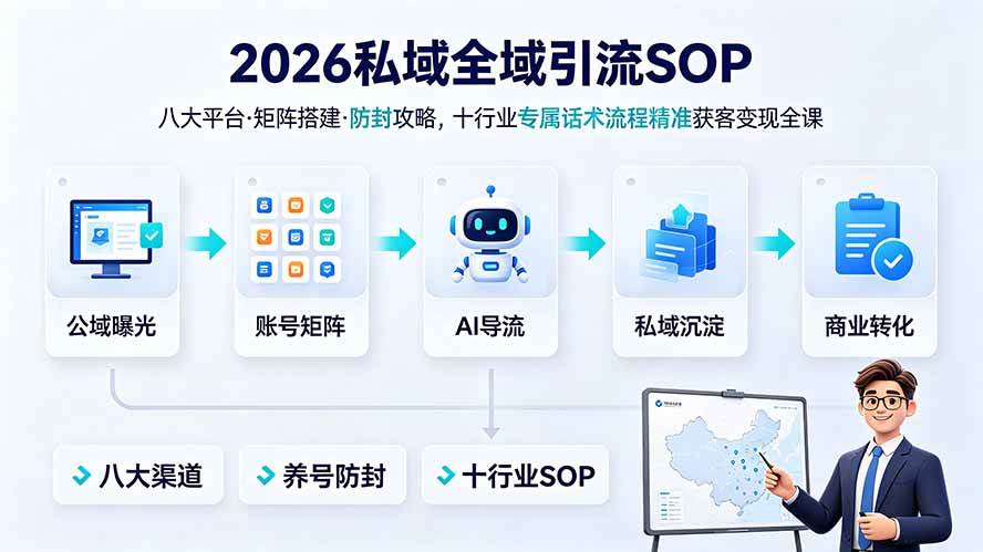 （19248期） 2026私域全域引流SOP｜八大平台·矩阵搭建·防封攻略，十行业专属话术流程精准获客变现全课-智云网