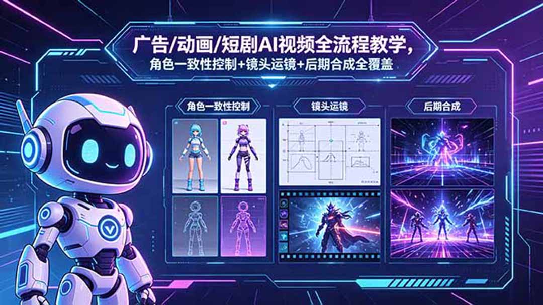 广告/动画/短剧AI视频全流程教学，角色一致性控制+镜头运镜+后期合成全覆盖-智云网