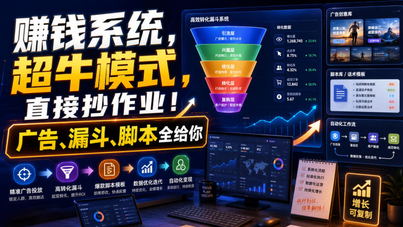 賺钱系统，超牛模式，直接抄作业！广告、漏斗、脚本全给你【原创双语字幕】-智云网