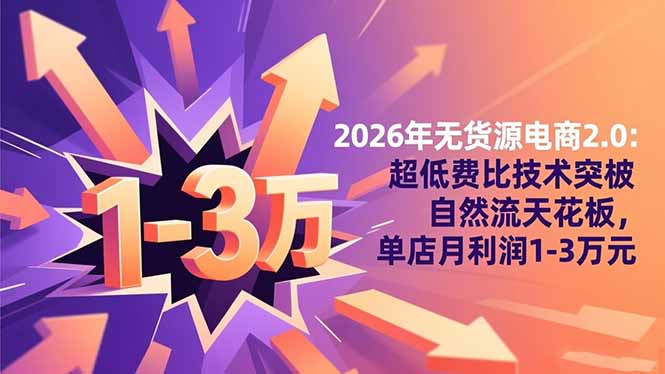 2026年无货源电商2.0：超低费比技术突破自然流天花板，单店月利润1-3万元-智云网