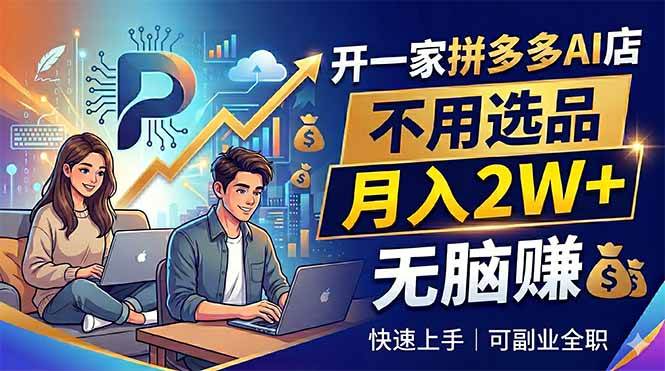 （18520期）开一家拼多多AI店，不用选品，月入2W+，无脑赚，可副业全职-智云网