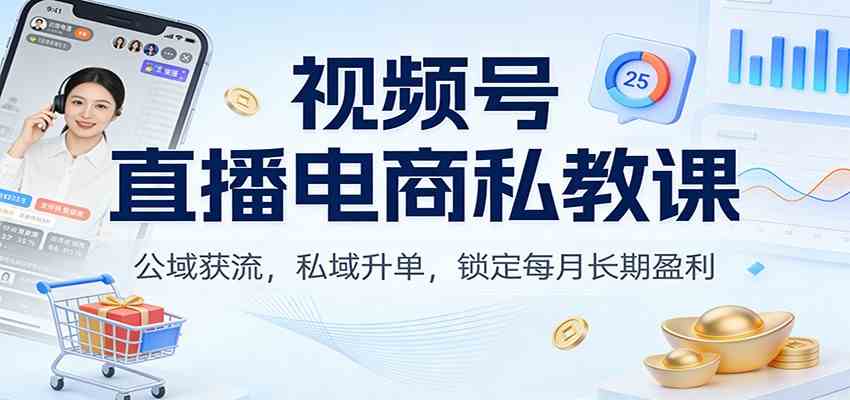 视频号直播电商私教课：公域获流，私域升单，锁定每月长期盈利-智云网