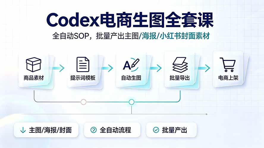 （19256期）Codex电商生图全套课｜全自动SOP，批量产出主图/海报/小红书封面素材-智云网