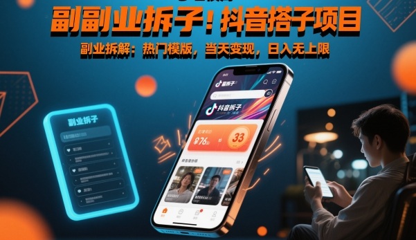 副业拆解：抖音搭子项目，热门模版，当天变现，日入无上限-智云网