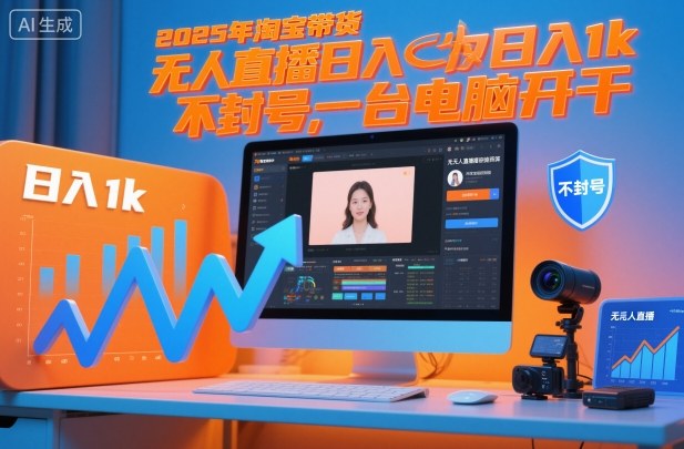 2025年淘宝带货，无人直播日入1k，不封号，一台电脑开干-智云网
