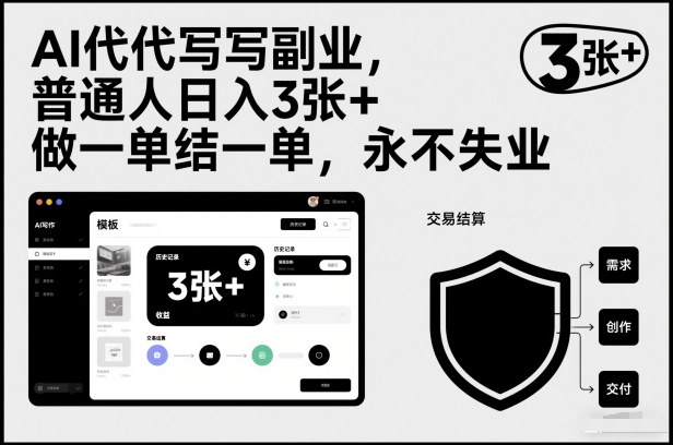 AI代写副业，普通人日入3张+，做一单结一单，永不失业-智云网