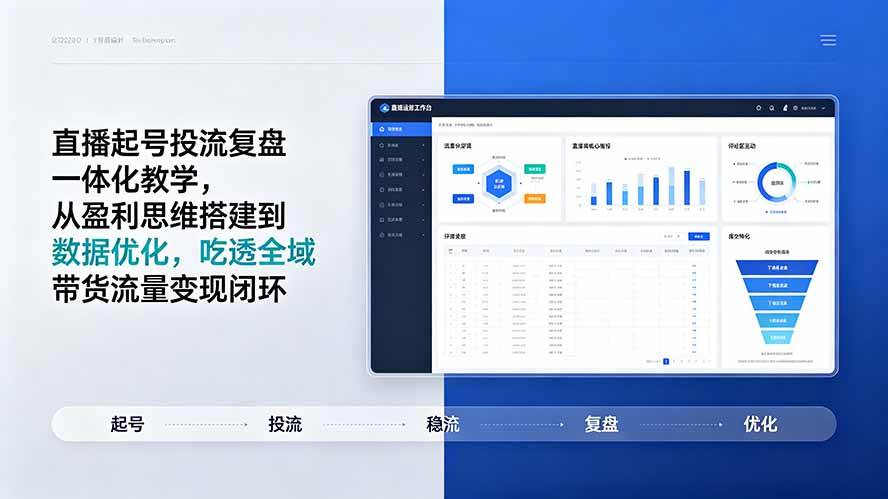 （19241期）直播起号投流复盘一体化教学，从盈利思维搭建到数据优化，吃透全域带货流量变现闭环-智云网