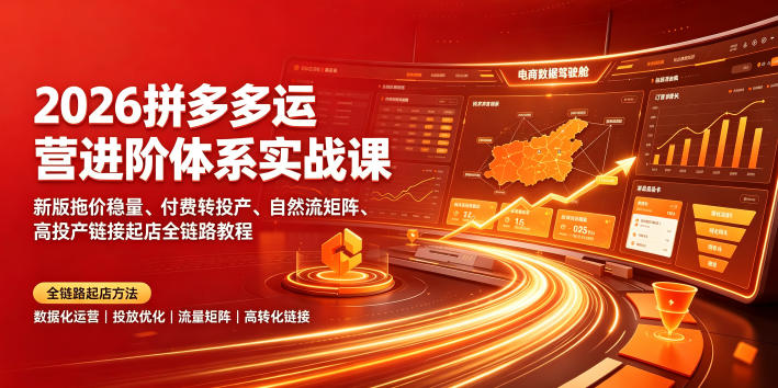 2026拼多多运营进阶体系实战课|新版拖价稳量、付费转投产、自然流矩阵、高投产链接起店全链路教程-智云网