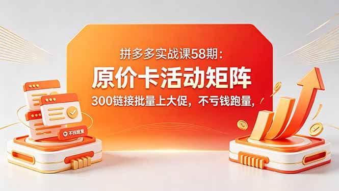 （18395期）拼多多实战课58期：原价卡活动矩阵，300链接批量上大促，不亏钱跑量-智云网