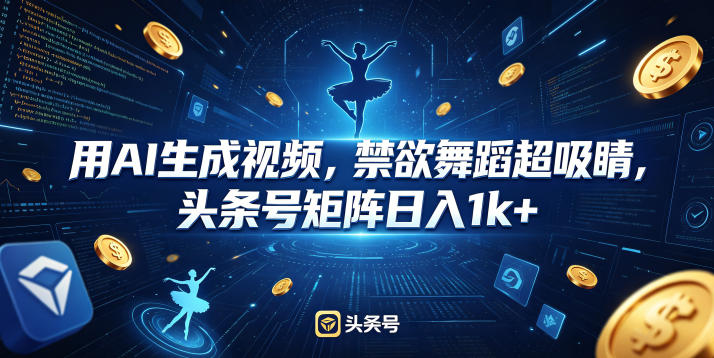 用AI生成视频，禁欲舞蹈超吸睛，头条号矩阵日入1k+-智云网