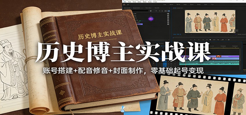 历史博主实战课：账号搭建+配音修音+封面制作，零基础起号变现-智云网