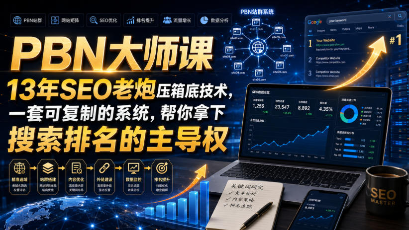 PBN大师课13年SEO老炮压箱底技术，一套可复制的系统，帮你拿下搜索排名的主导权【原创双语字幕】-智云网