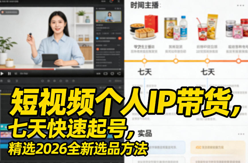 短视频个人IP带货，七天快速起号，精选2026全新选品方法-智云网
