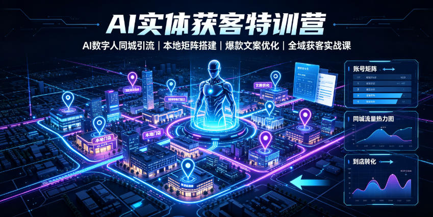 AI实体获客特训营｜AI数字人同城引流、本地矩阵搭建、爆款文案优化全域获客实战课-智云网