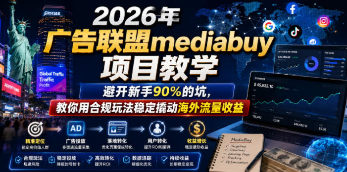 2026年老董賺美刀广告联盟mediabuy项目教学，避开新手90%的坑，教你用合规玩法稳定撬动海外流量收益-智云网