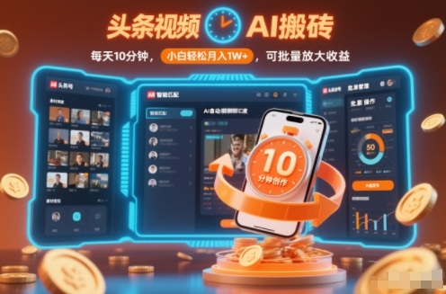 头条视频AI搬砖，每天10分钟，小白轻松月入1W+，可批量放大收益-智云网