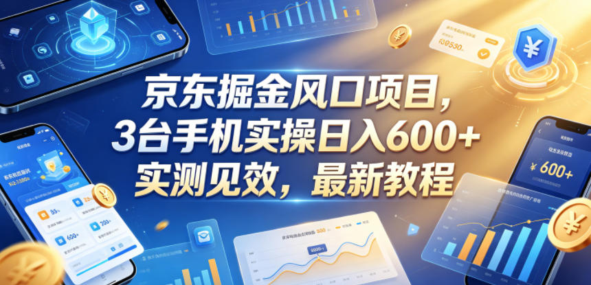 京东掘金风口项目，3台手机实操日入600+，实测见效，最新教程【揭秘】-智云网