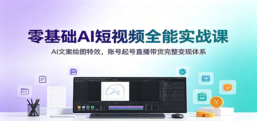 零基础AI短视频全能实战课:AI文案绘图特效,账号起号直播带货完整变现体系-智云网