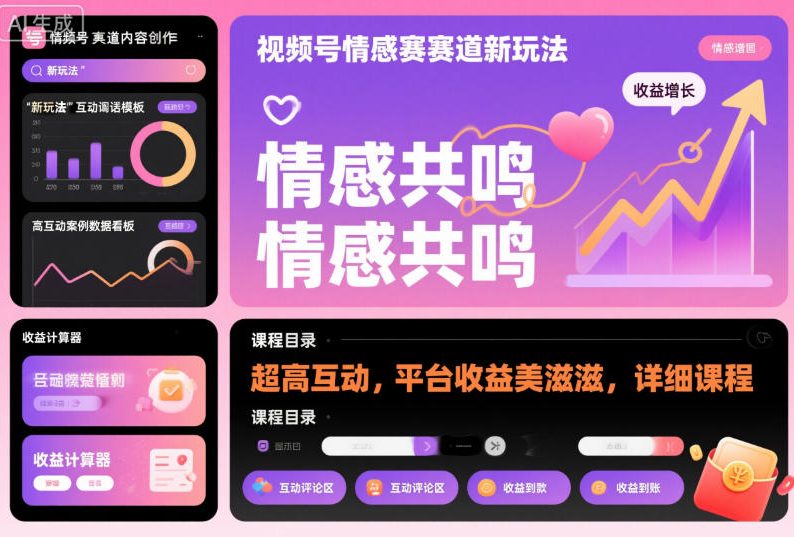 视频号情感赛道新玩法，超高互动，平台收益美滋滋，详细课程-智云网